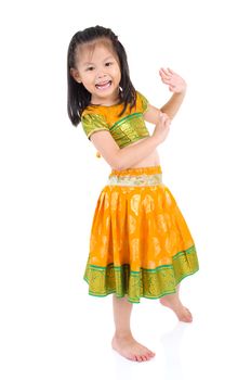 Little traditional indian costume and dancing