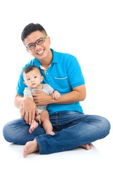 Asian father with his cute son.