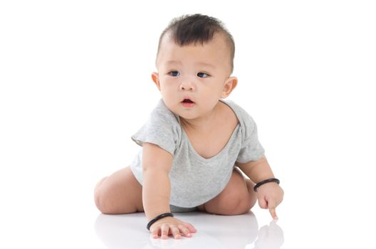 crawling cute asian baby boy