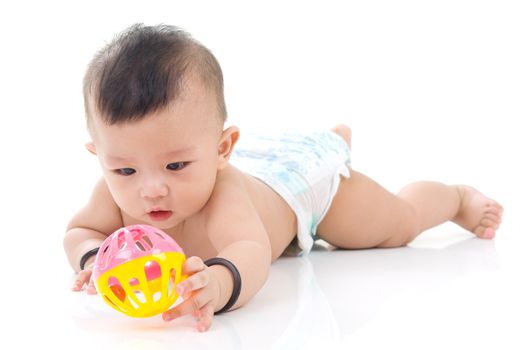 crawling cute asian baby boy