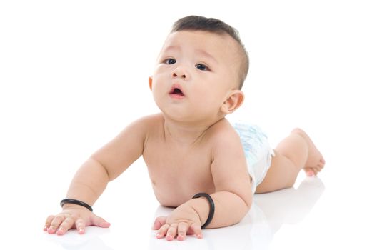 crawling cute asian baby boy