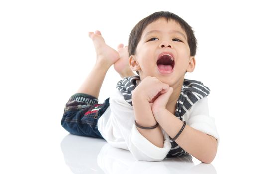 asian boy isolated on white background