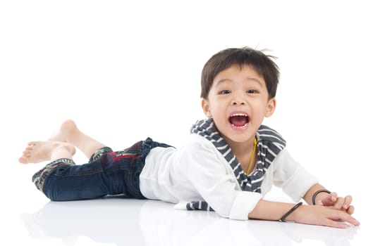 asian boy isolated on white background