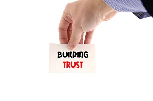 Building trust text concept isolated over white background