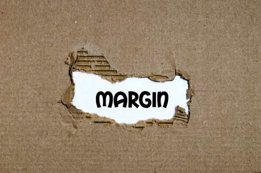 The word margin appearing behind torn paper