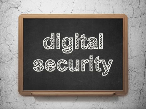 Privacy concept: text Digital Security on Black chalkboard on grunge wall background, 3D rendering