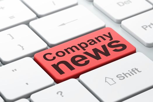News concept: computer keyboard with word Company News, selected focus on enter button background, 3D rendering
