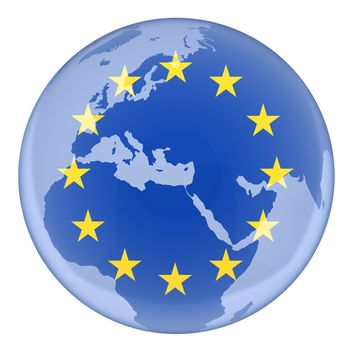 Flag EU on girdle earth (done 3d,isolated) 