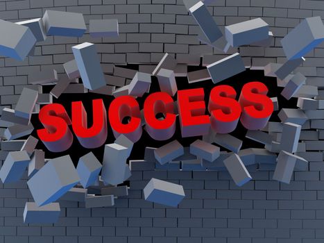 Abstract break wall. Symbol success (done in 3d)