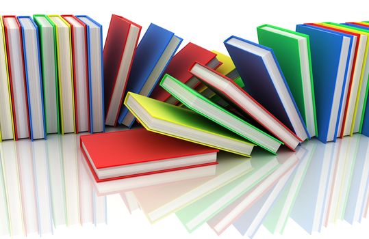 two row books in different colour (done in 3d)