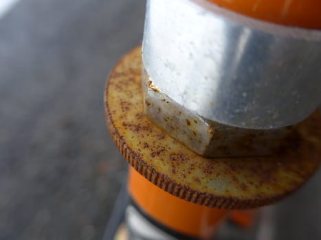 close up of rusty bike
