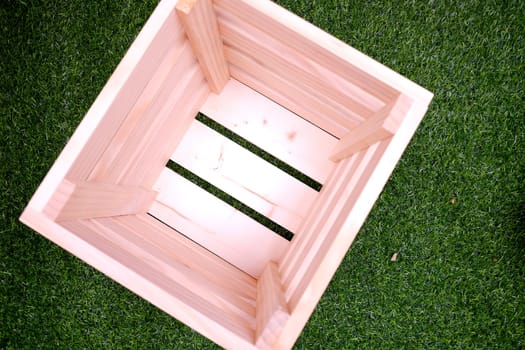 Wooden Box with Green Grass
