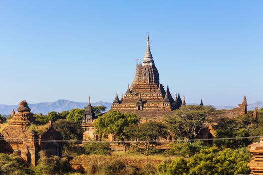 Bagan buddha tower at day , famous place in Myanmar/ Burma