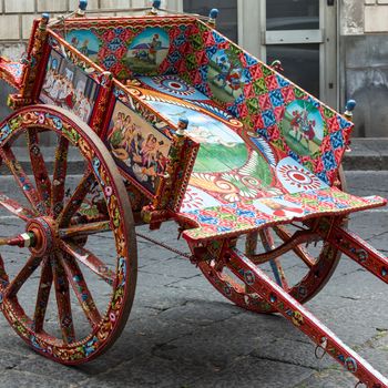 Sicilian cart, art, painting wooden, a typical.