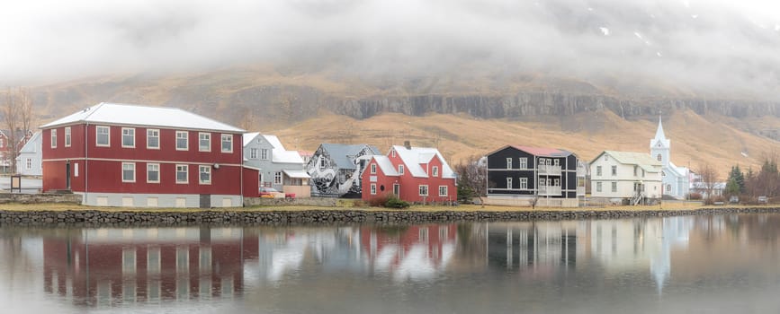 Seydisfjordur cityscape in East Iceland 