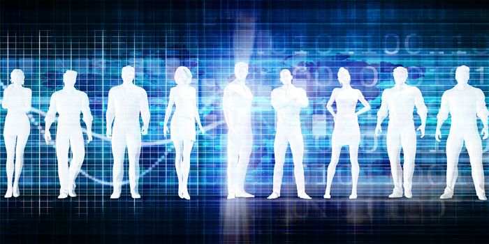 Business People Standing in a Row Confident