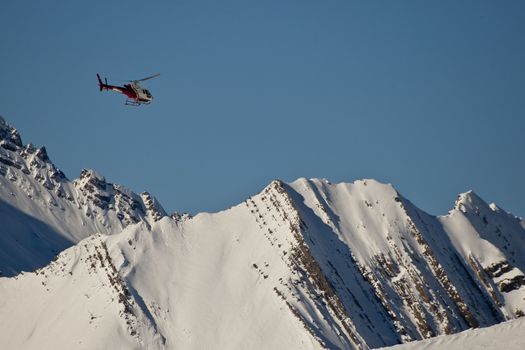 The helicopter in the mountains of Georgia