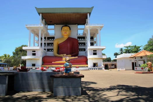 High Buddha statue in a Buddhist temple, Weherahena, Matara, Sri Lanka