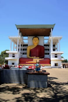 High Buddha statue in a Buddhist temple, Weherahena, Matara, Sri Lanka
