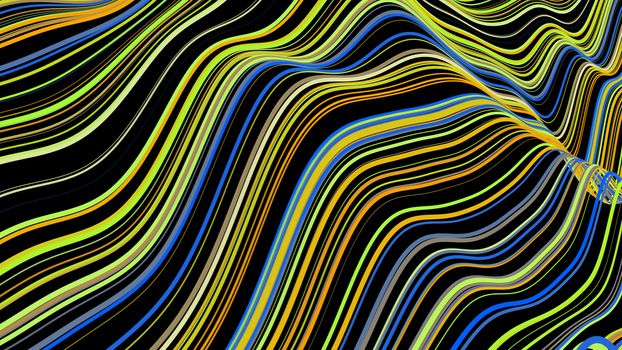 abstract 3d rendering background with colorful wavy lines. 8K Ultra HD Resolution