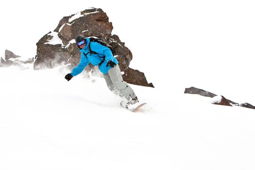 Freeride in Caucasus mountains in whinter