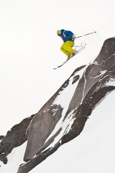 Freerider jumping in a mountains
