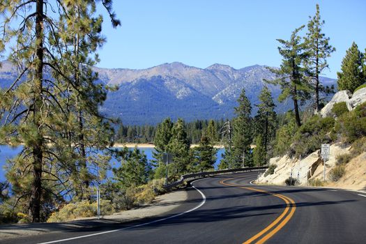 Emerald Bay fall colors panorama, Lake Tahoe California