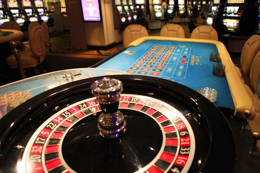 Roulette wheel in casino