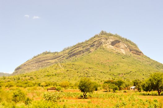 Hill in the Savannah of Tsavo West Park in central Kenya