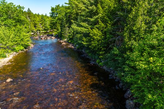 The Machias River is a river in Maine that flows from the Third Machias Lake for 60 miles into Machias Bay. The name is believed to derive from a Passamaquoddy word meaning "bad run of water" or "bad little falls", either of which does describe the difficulty of canoeing some of the rapids in the river.