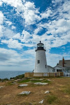 The Pemaquid Point Light is a historic U.S. lighthouse located in Bristol, Lincoln County, Maine, at the tip of the Pemaquid Neck. The lighthouse was commissioned in 1827 by President John Quincy Adams and built that year.