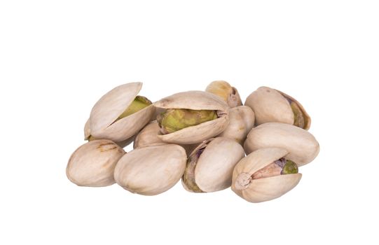 Pistachio nuts isolated on a white background.