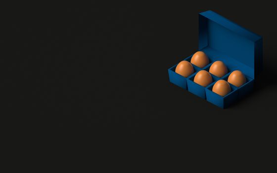 EGGS IN AN EGG BOX ON PLAIN BACKGROUND