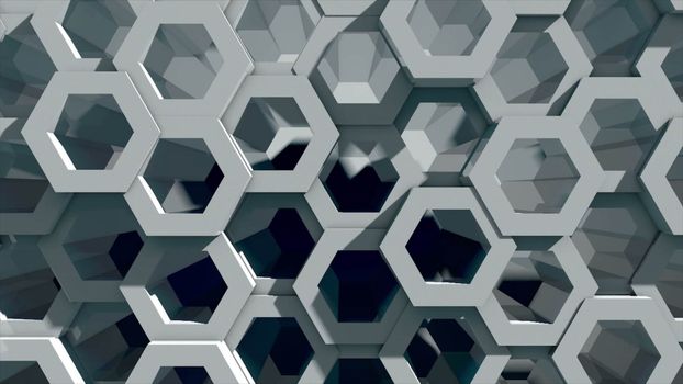 Abstract background with honeycomb. Technology backdrop. 3d rendering