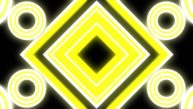 Glowing squares and circles elements. 3d rendering