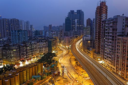 Hong Kong downtown , To Kwa Wan District at night