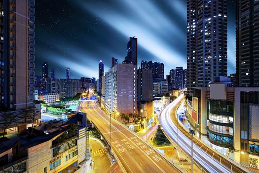 Hong Kong downtown , Sham Shui Po District at night