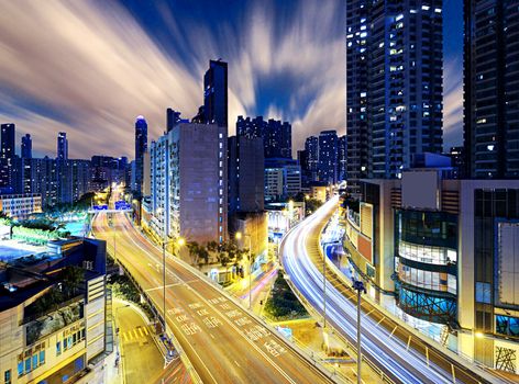 Hong Kong downtown , Sham Shui Po District at night