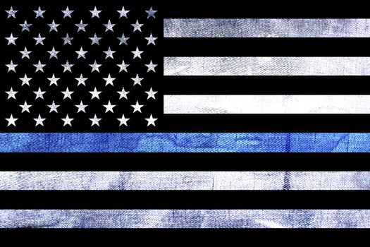 A police and law enforcement support flag background with a textured grunge background and thin blue line.