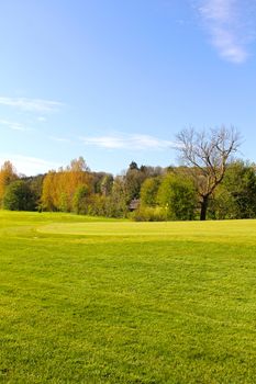 Beautiful landscape of golf course in Saint Saens, France