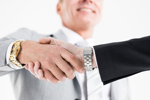 Handshake of business partners after striking deal, close up view