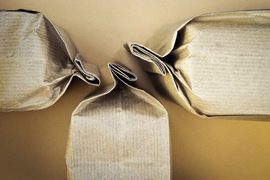 abstract background three sealed paper bags