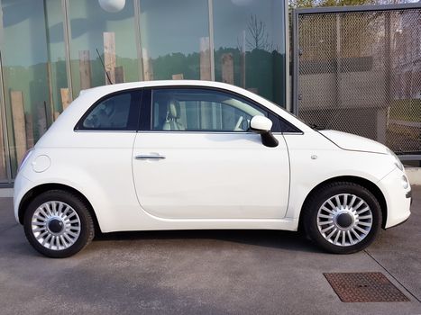 Very Small Italian White Car in Lyon, France