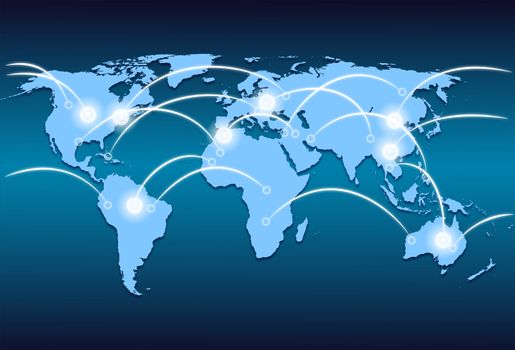 world map and network connection