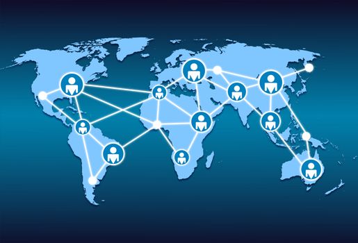 world map and network connection