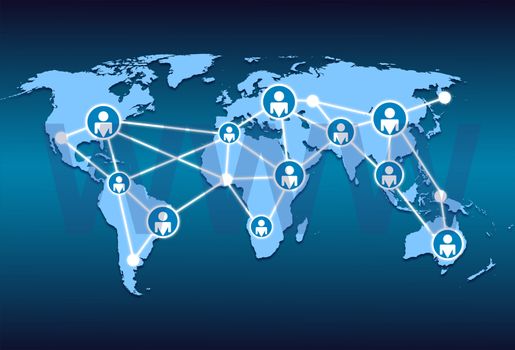 world map and network connection