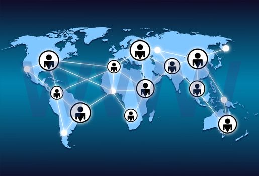 world map and network connection