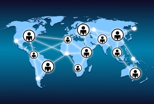 world map and network connection