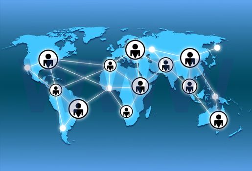 world map and network connection