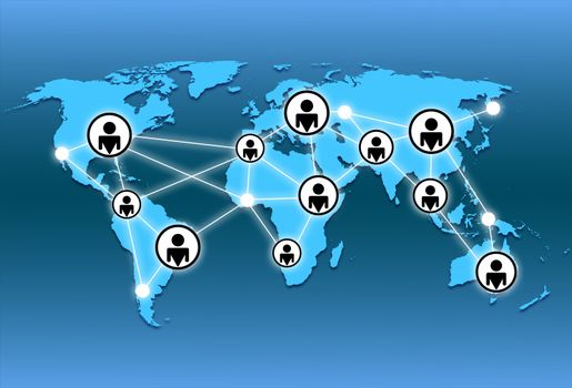 world map and network connection